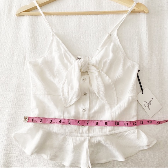 NWT White Cropped Peplum Tied Chest Tank Top - Picture 6 of 8